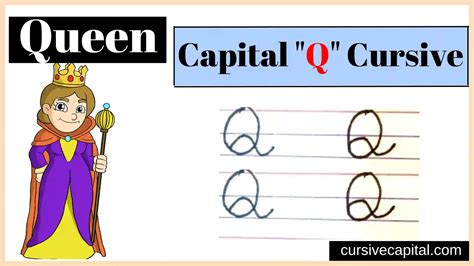 Capital Q in Cursive Worksheet and Tutorial.